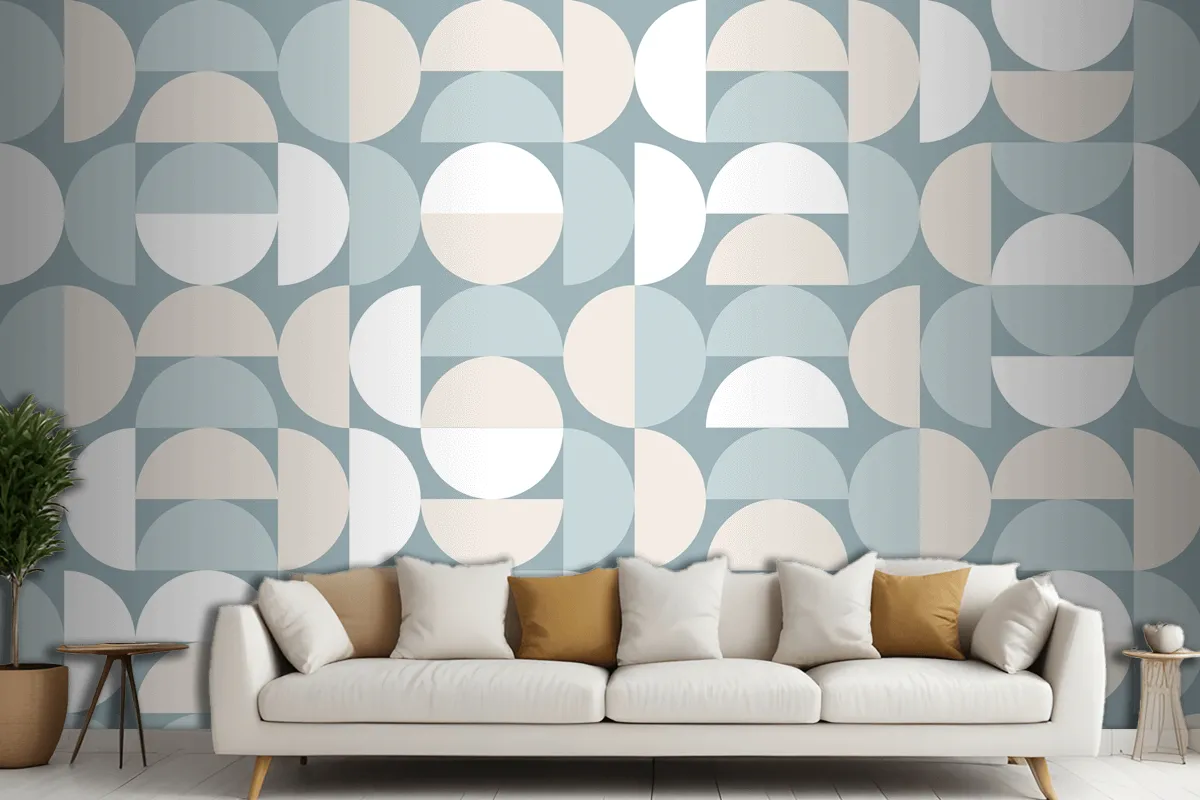 Flat Design Color Blocking Pattern Living Room Wallpaper Mural