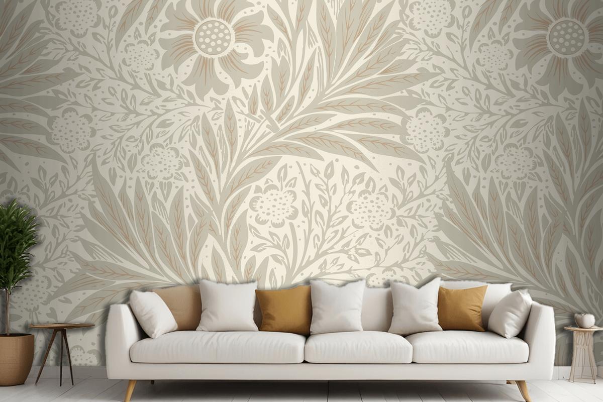 Floral Pattern Living Room Wallpaper Mural