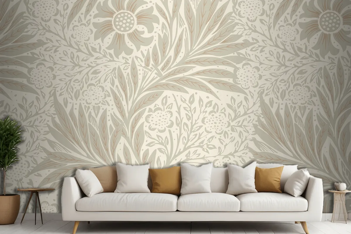 Floral Pattern Living Room Wallpaper Mural