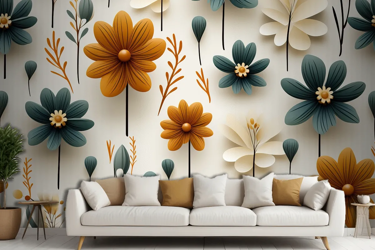 Floral Seamless Pattern Delicate And Vibrant Blooms Wallpaper Mural