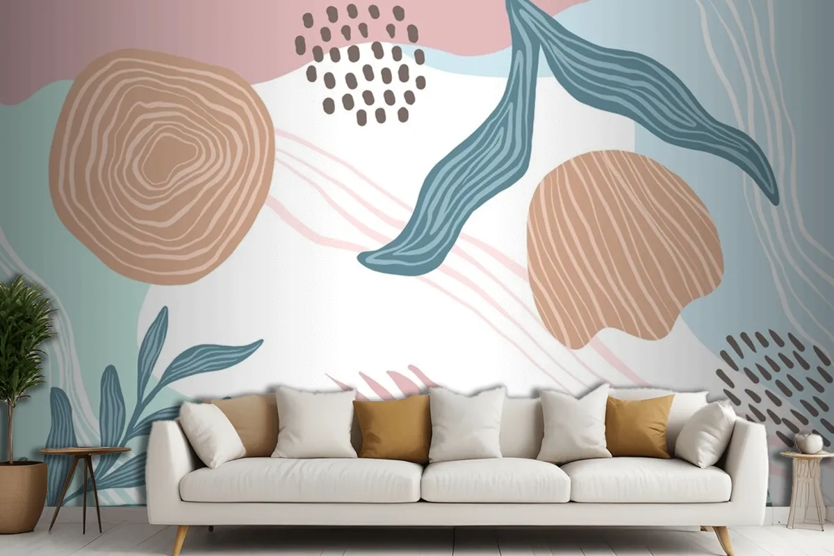 Hand Drawn Abstract Doodle Background Living Room Wallpaper Mural