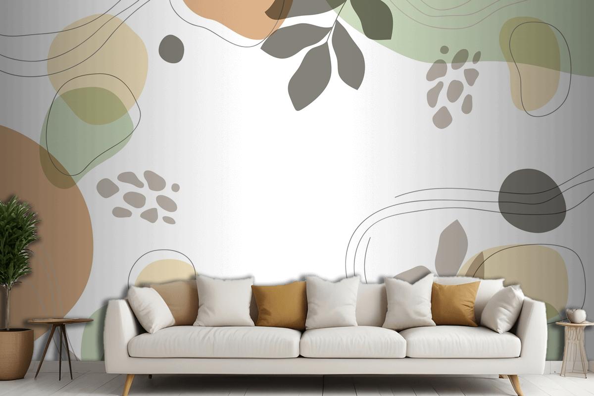 Hand Drawn Minimal Living Room Wallpaper Mural