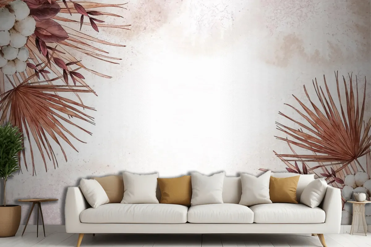 Hand Painted Watercolor Nature Background With Empty Space Living Room Wallpaper