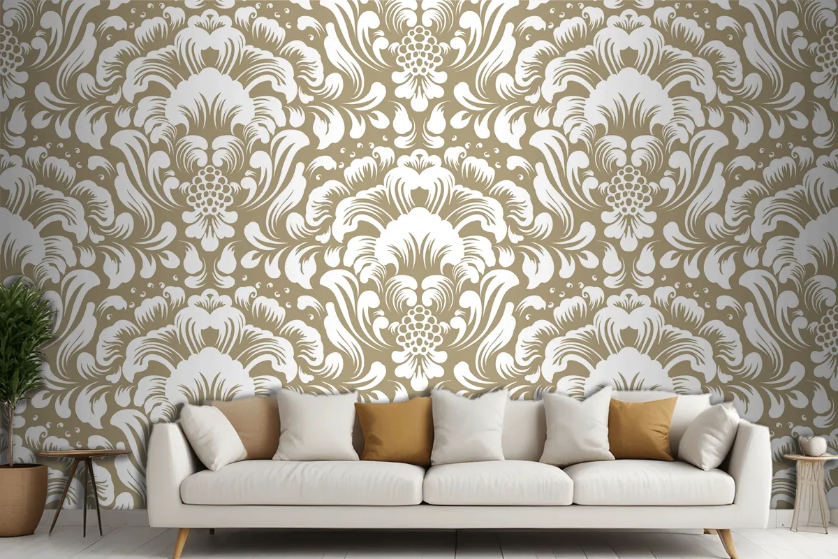 Ornamental Damask Seamless Pattern Wallpaper Mural