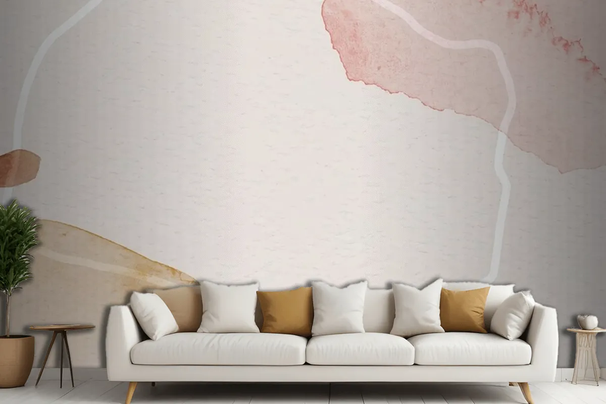 Pink And Brown Watercolor Patterned Background Template Living Room Wallpaper Mural