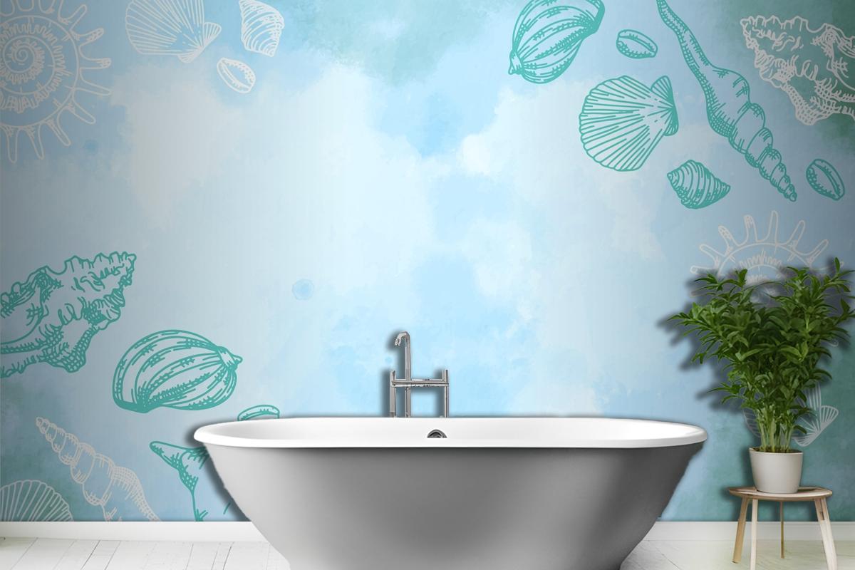 Powder Pastel With Hand Drawn Elements Wallpaper Mural