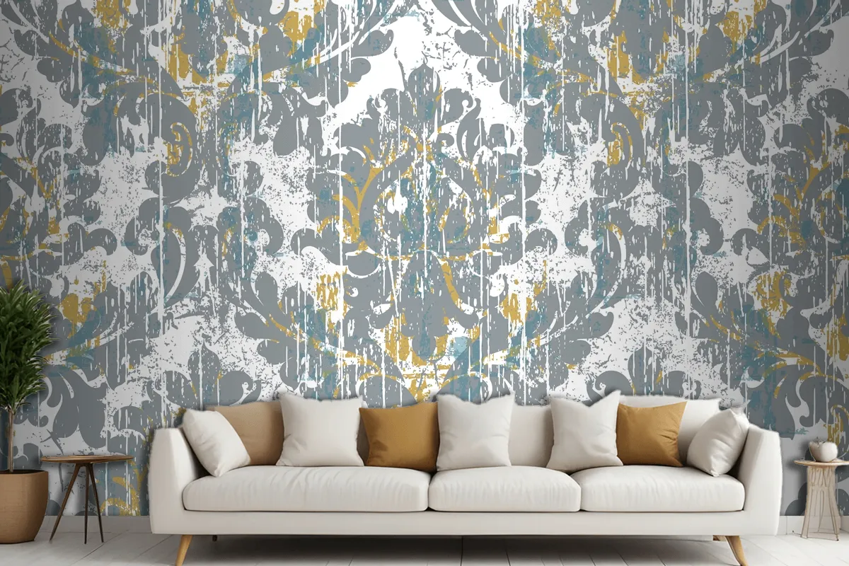 Royal Vintage Grunge Style Damaged Retro Wallpaper Mural