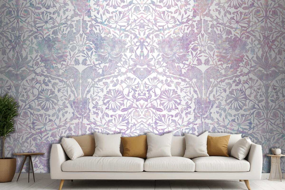 Vintage Floral Holographic Pattern Remix Wallpaper Mural