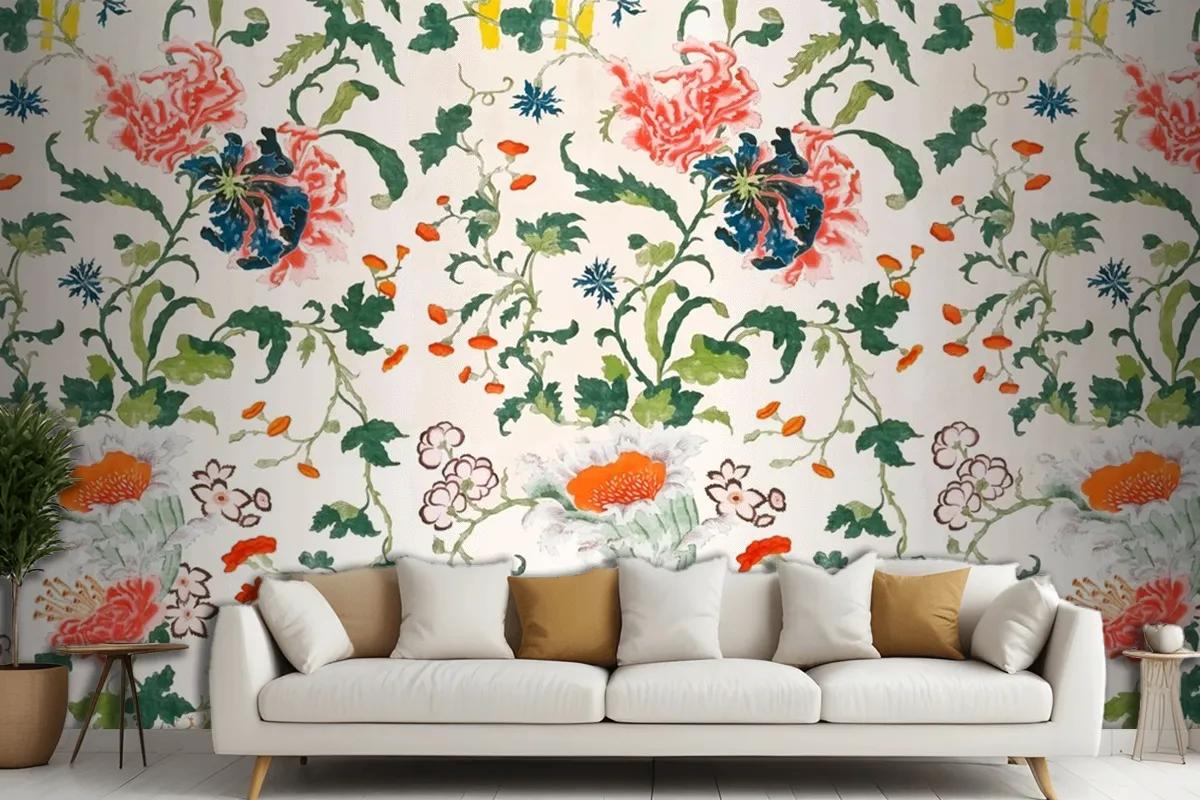 Vintage Floral Pattern Background Living Room Wallpaper Mural