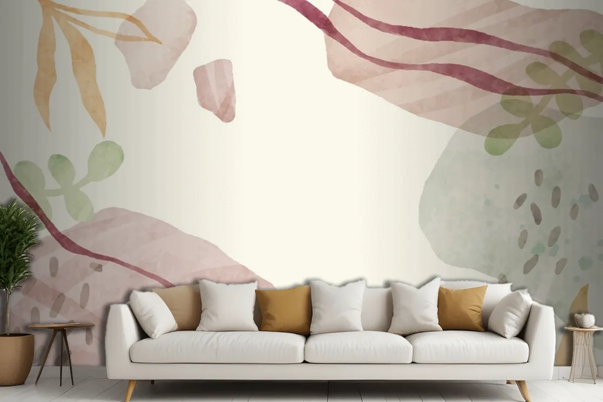 Watercolor Abstract Doodle Background Living Room Wallpaper Mural