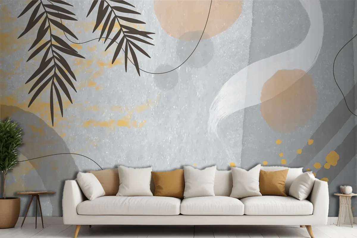 Watercolor Abstract Doodle Living Room Wallpaper Mural