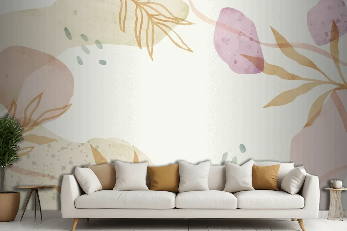 Watercolor Abstract Doodle Wallpaper Mural