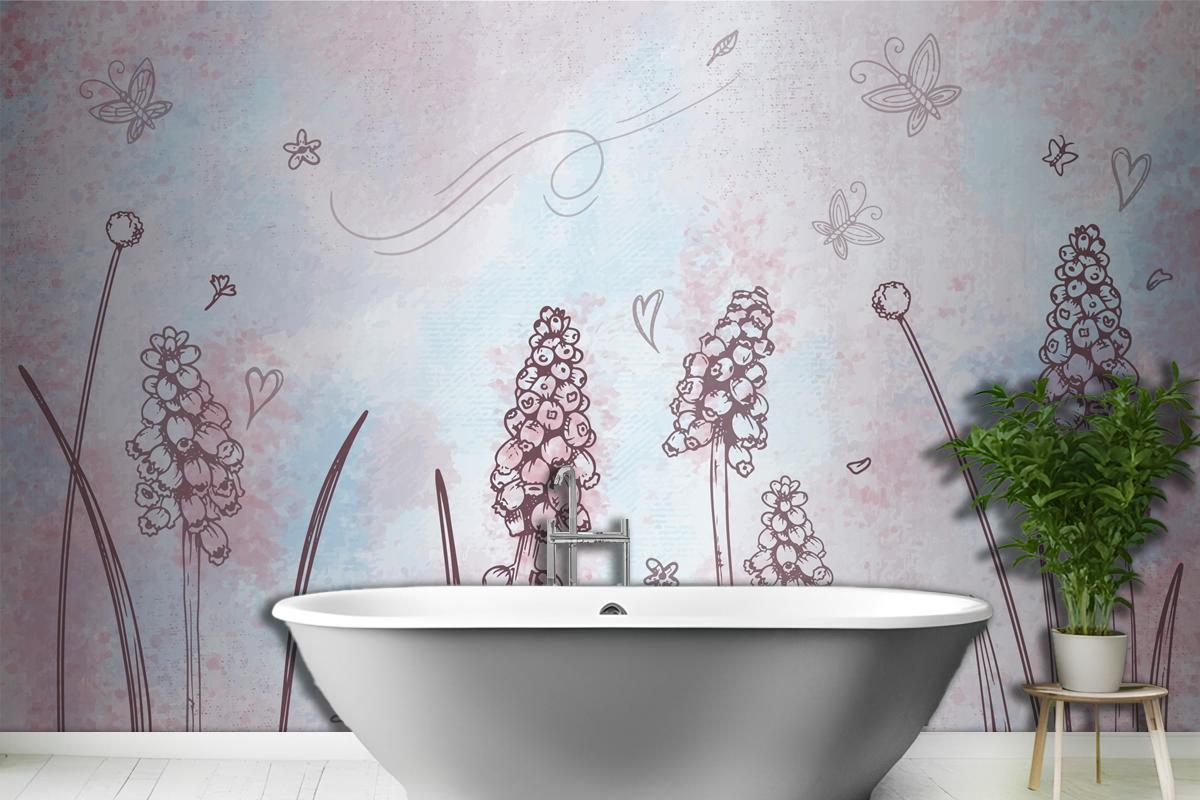 Watercolor Background With Hand Drawn Elements Wallpaper Mural