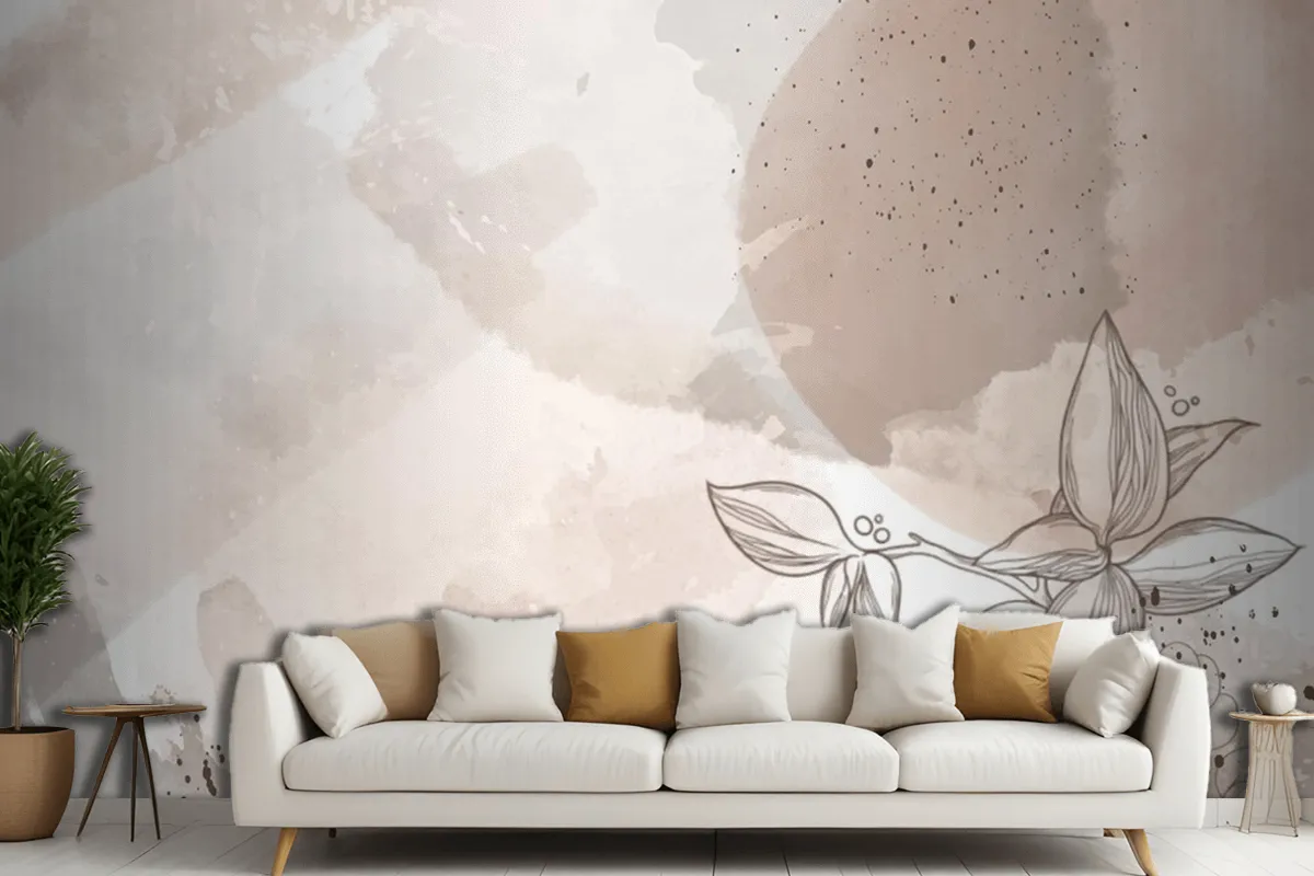 Watercolor Hand Drawn Flowers Living Room Wallpaper Mural