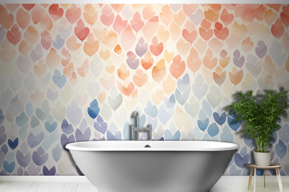 Watercolor Pattern With Flowers Wallpaper Mural