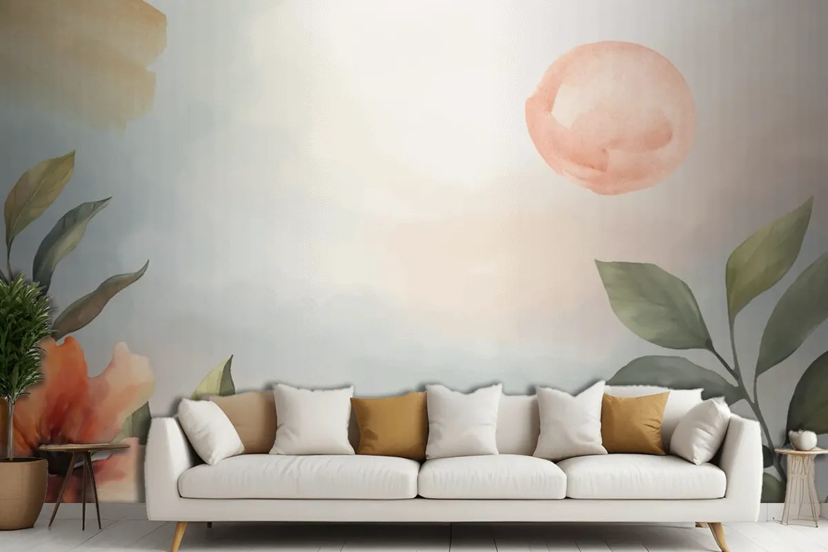 Watercolor Soft Earth Tones Background Living Room Wallpaper Mural