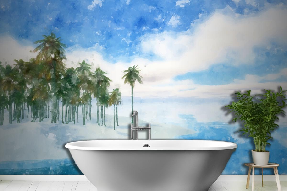 Watercolor Summer Tropical Background Wallpaper Mural