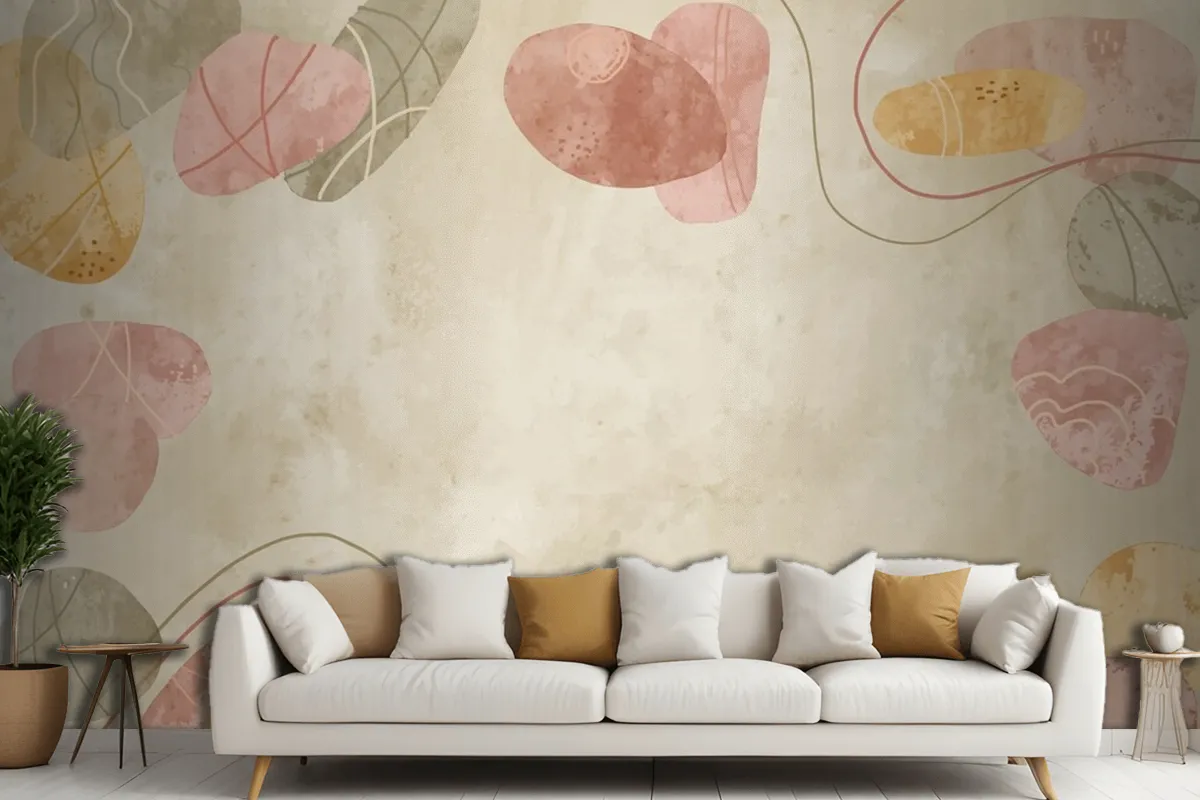 Watercolor Terracota Background Living Room Wallpaper Mural