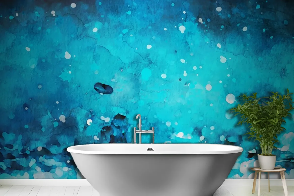 Watercolour Blue Paint Stroke Texture Wallpaper Mural