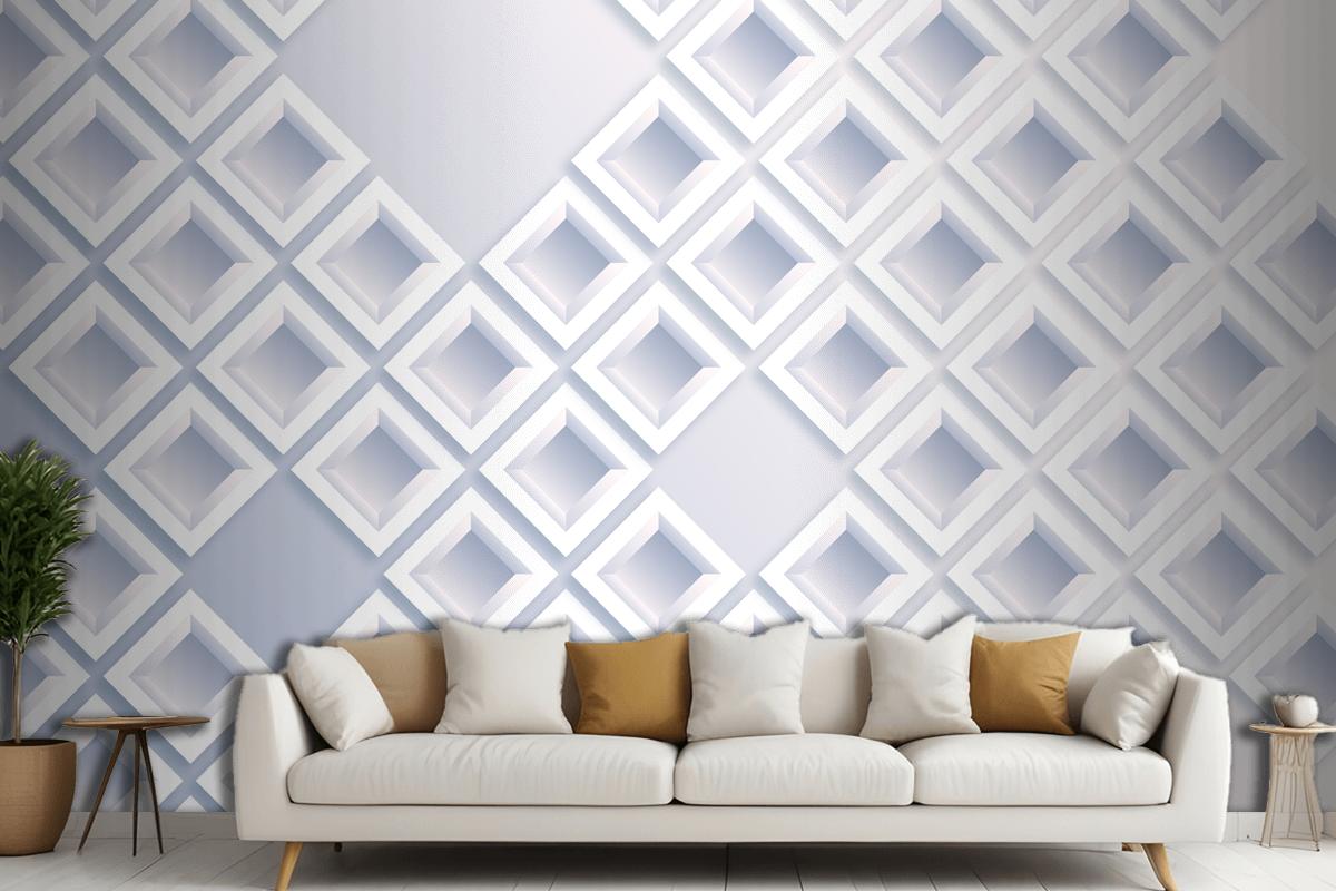 White Abstract 3D Paper Style Living Room Wallpaper Mural