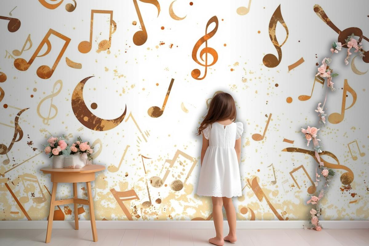 A Group Of Musical Notes Flying Through The Air Wallpaper Mural