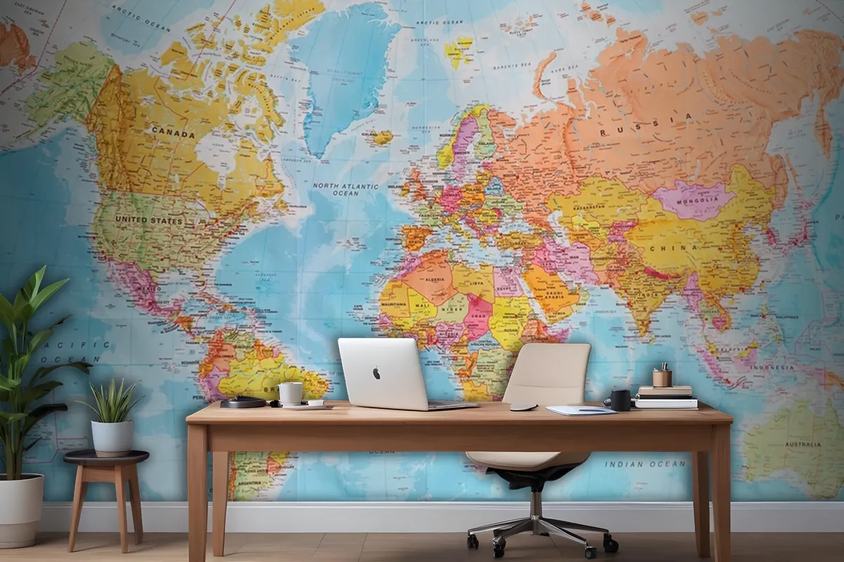 A Political Map Of The World Wallpaper Mural