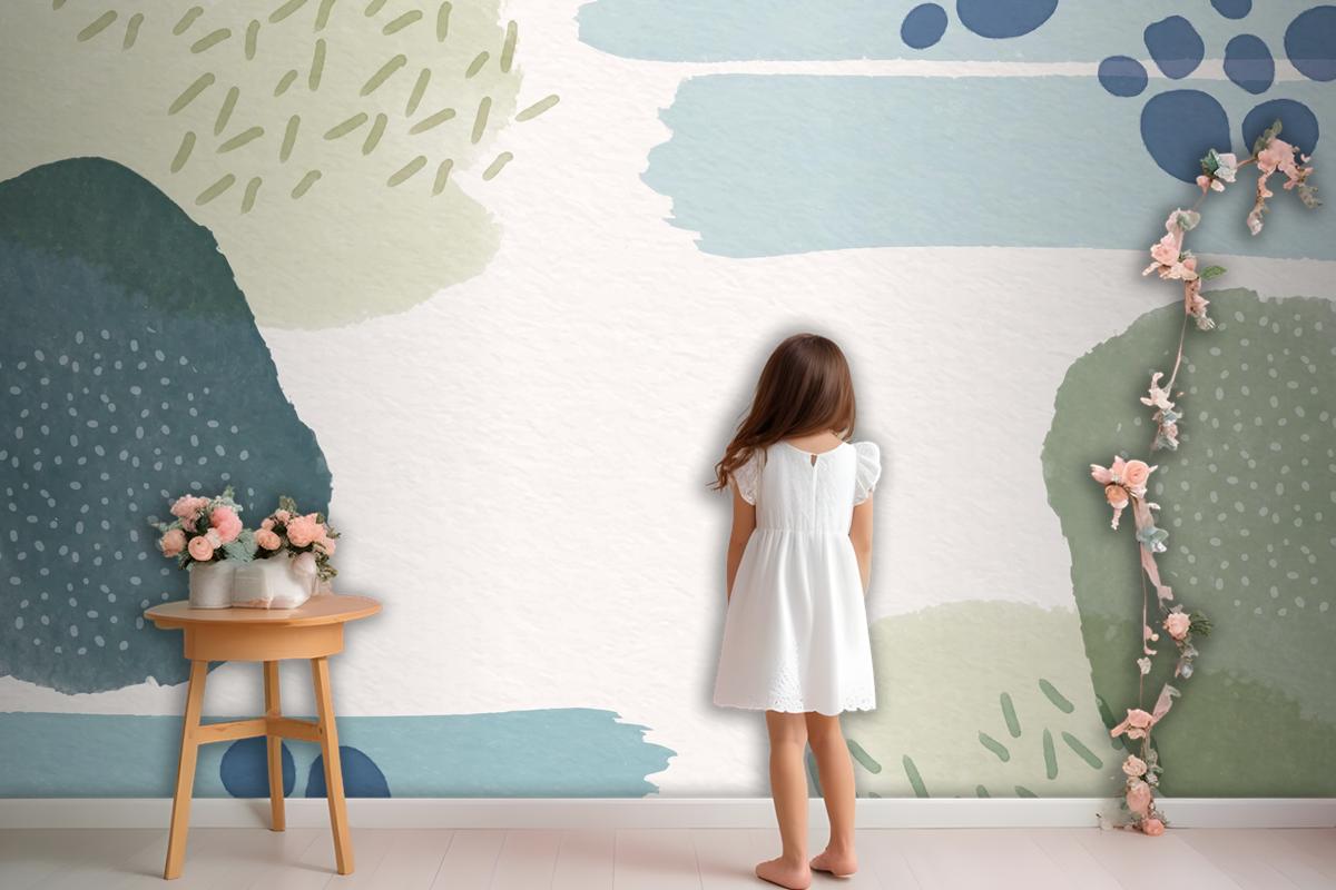 Abstract Background With Watercolor Shapes And Empty Space Wallpaper Mural