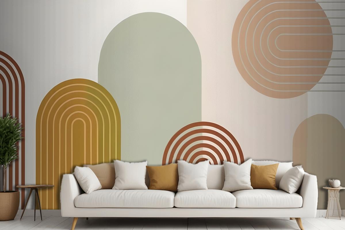 Abstract Geometric Shapes In Earthy Tones Wallpaper Mural