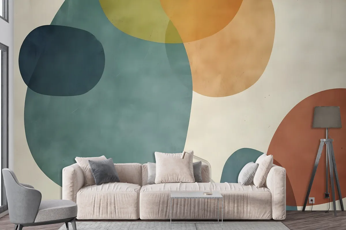 Abstract Geometric Shapes Paintbrush Art Wallpaper Mural