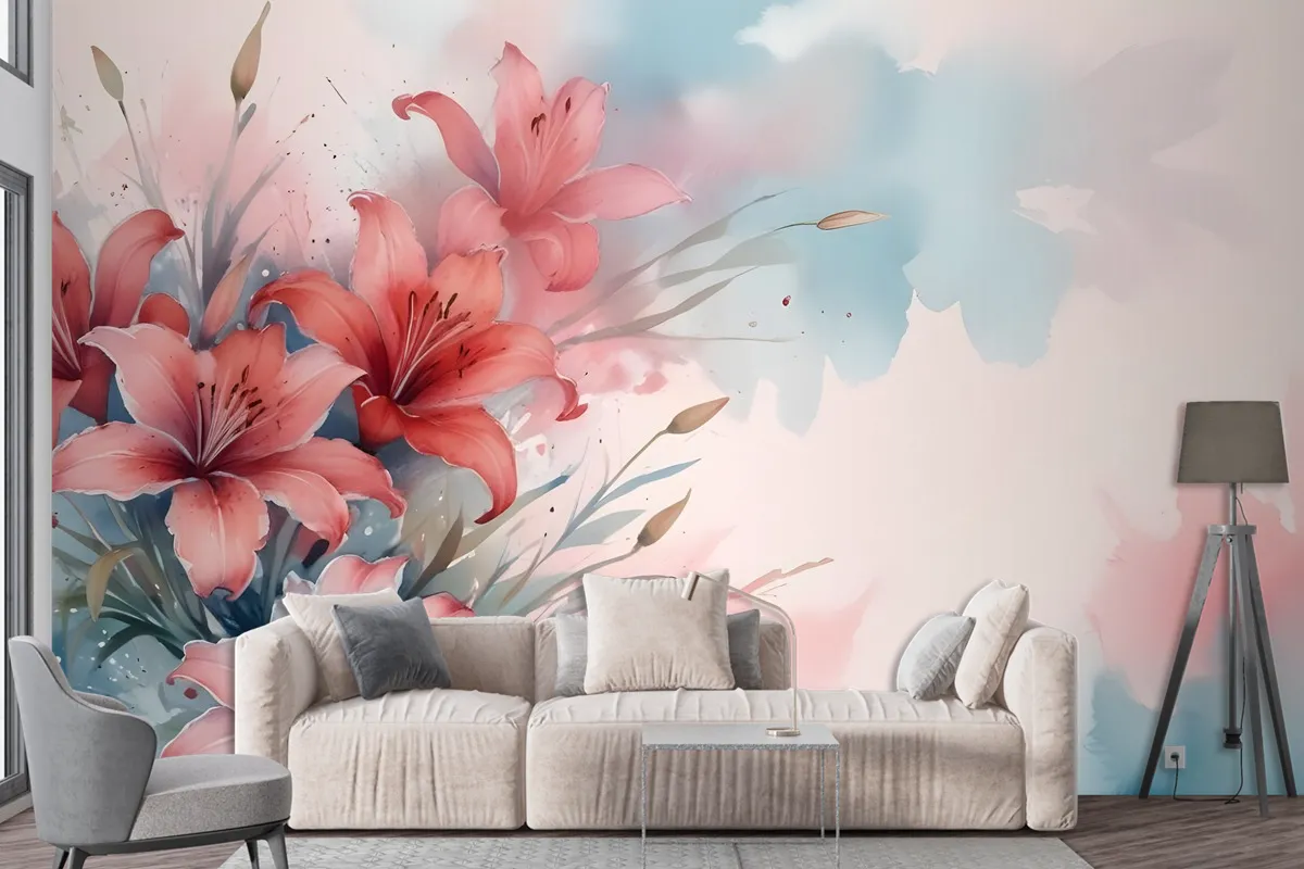 Abstract Lily Wallpaper Mural