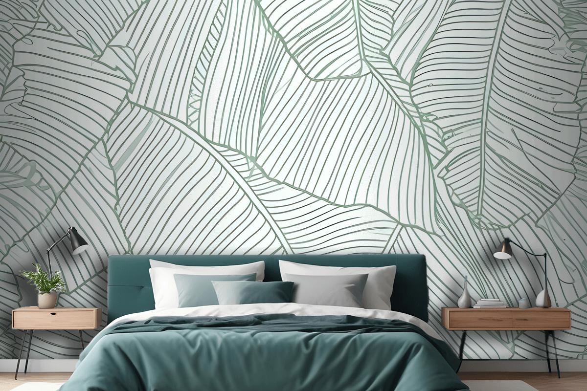 Abstract Lines Palm Leaves Wallpaper Mural