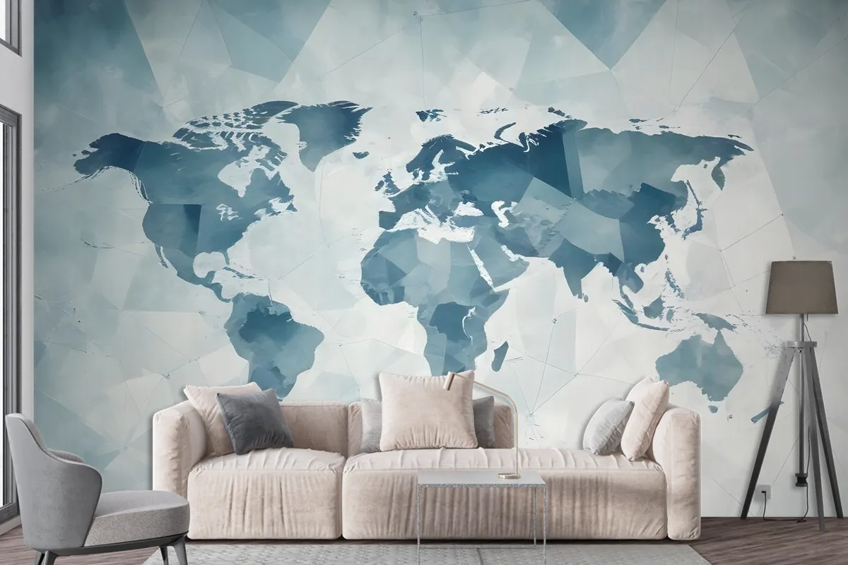 Abstract Map With Geometric Line Wallpaper Mural