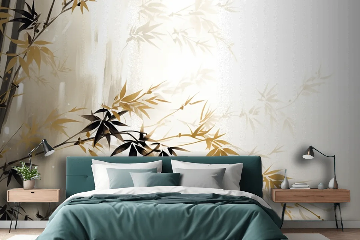 Abstract Oil Painting Technique Flowers Leaves Wallpaper Mural