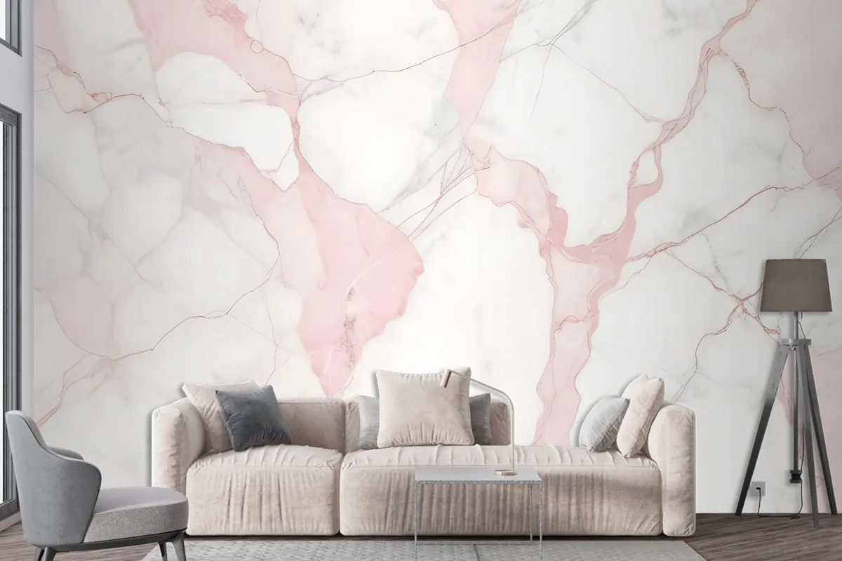 Abstract Pink Marble Stone Art Wallpaper Mural