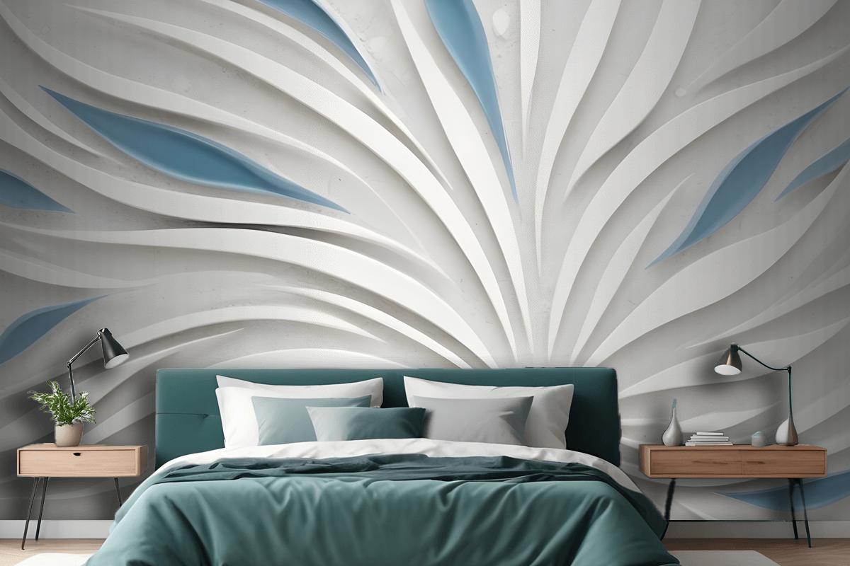 Abstract White And Blue Swirling Pattern Wallpaper Mural