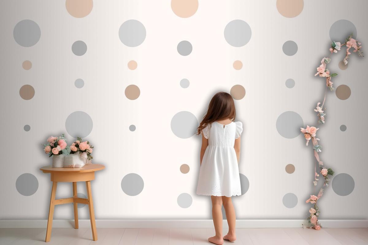 Aesthetic Polka Dot Pattern In Cream Wallpaper Mural