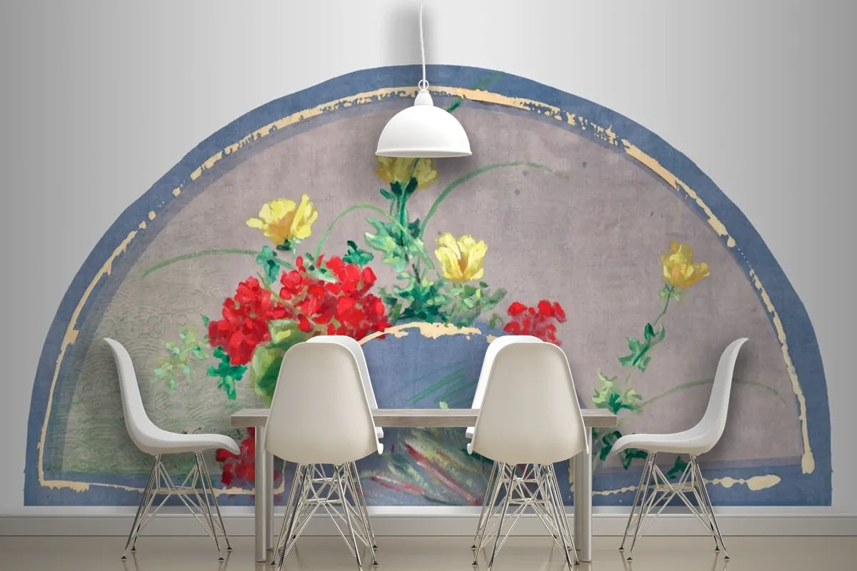 Antique Silk Fan Vector Design Element Wallpaper Mural