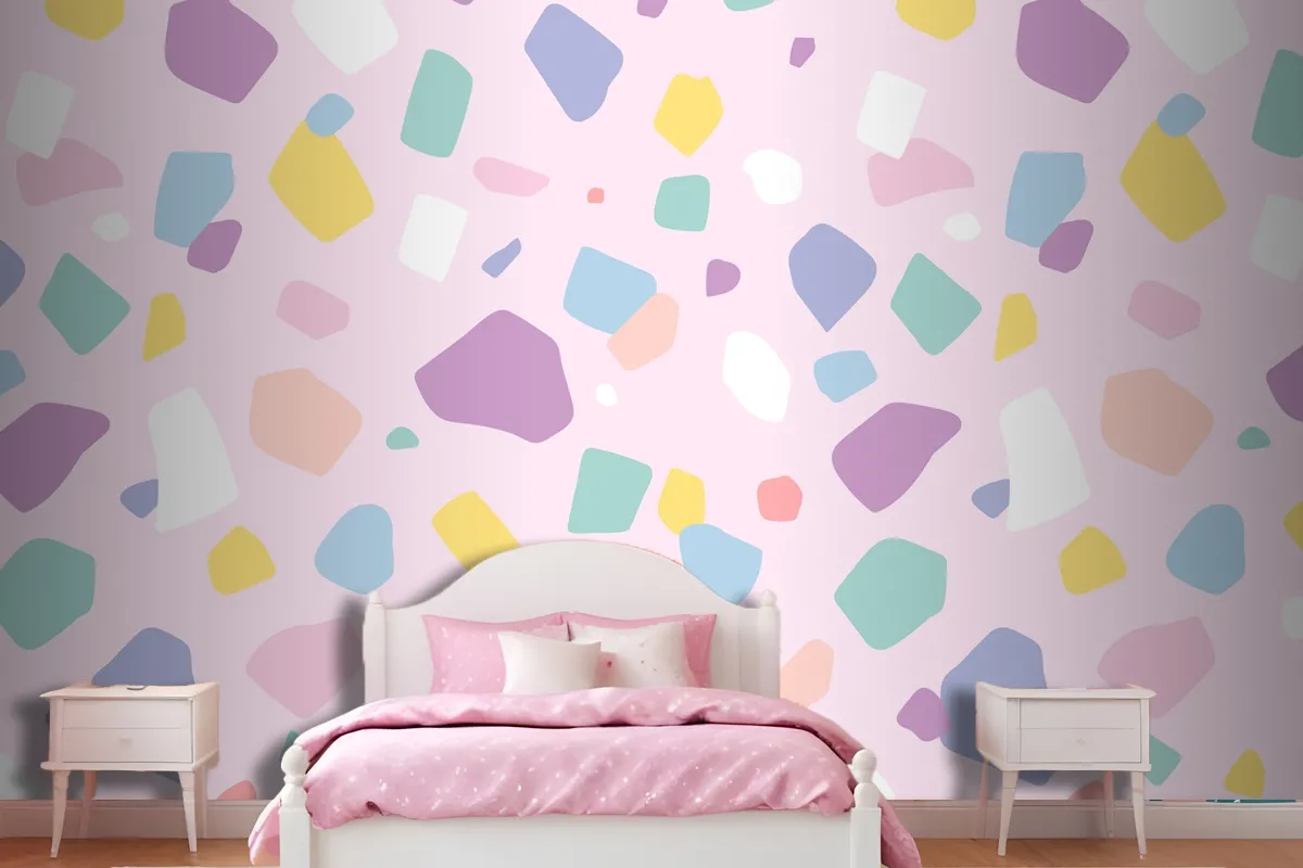 Background Seamless Pattern Vector With Cute Pastel Terrazzo Wallpaper Mural