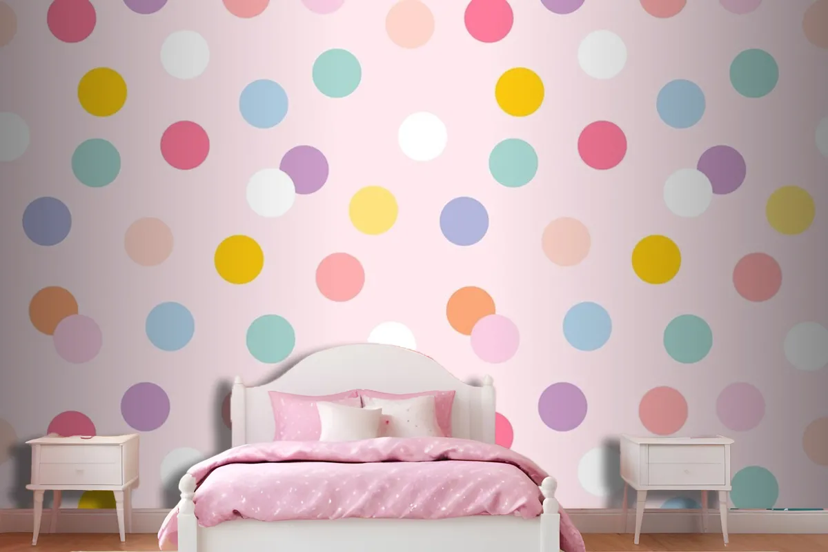 Background Seamless Pattern With Cute Pastel Polka Dots Wallpaper Mural