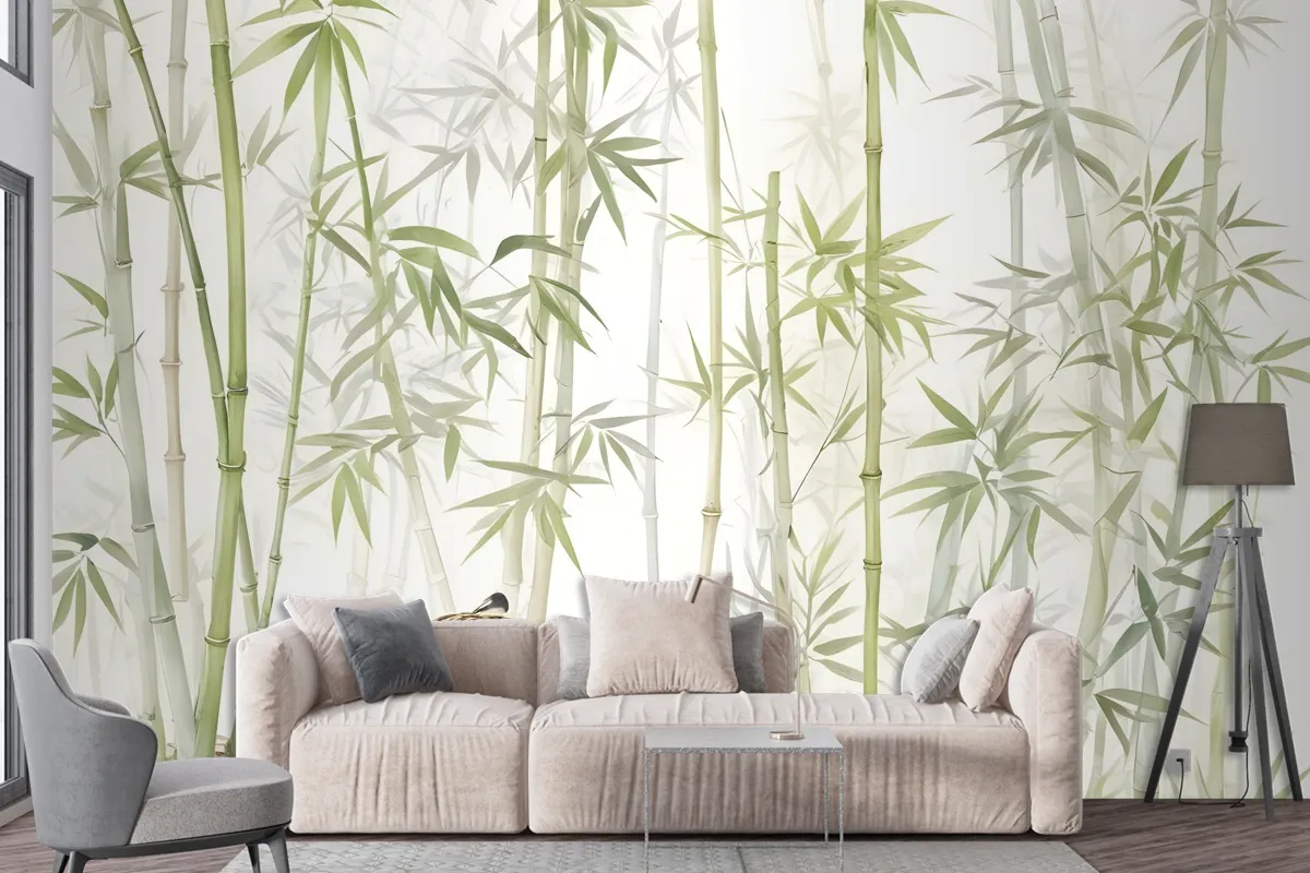 Bamboo Trees With Leopard Wallpaper Murals