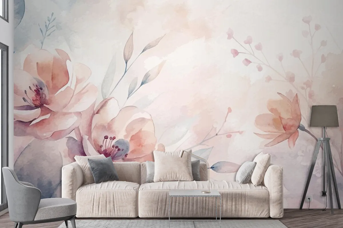 Beautiful Watercolor Flower Background Wallpaper Mural