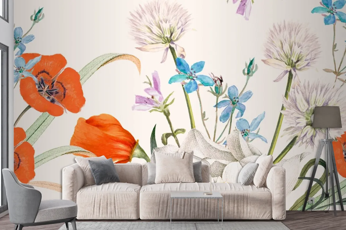 Blooming Spring Floral Pattern Wallpaper Mural