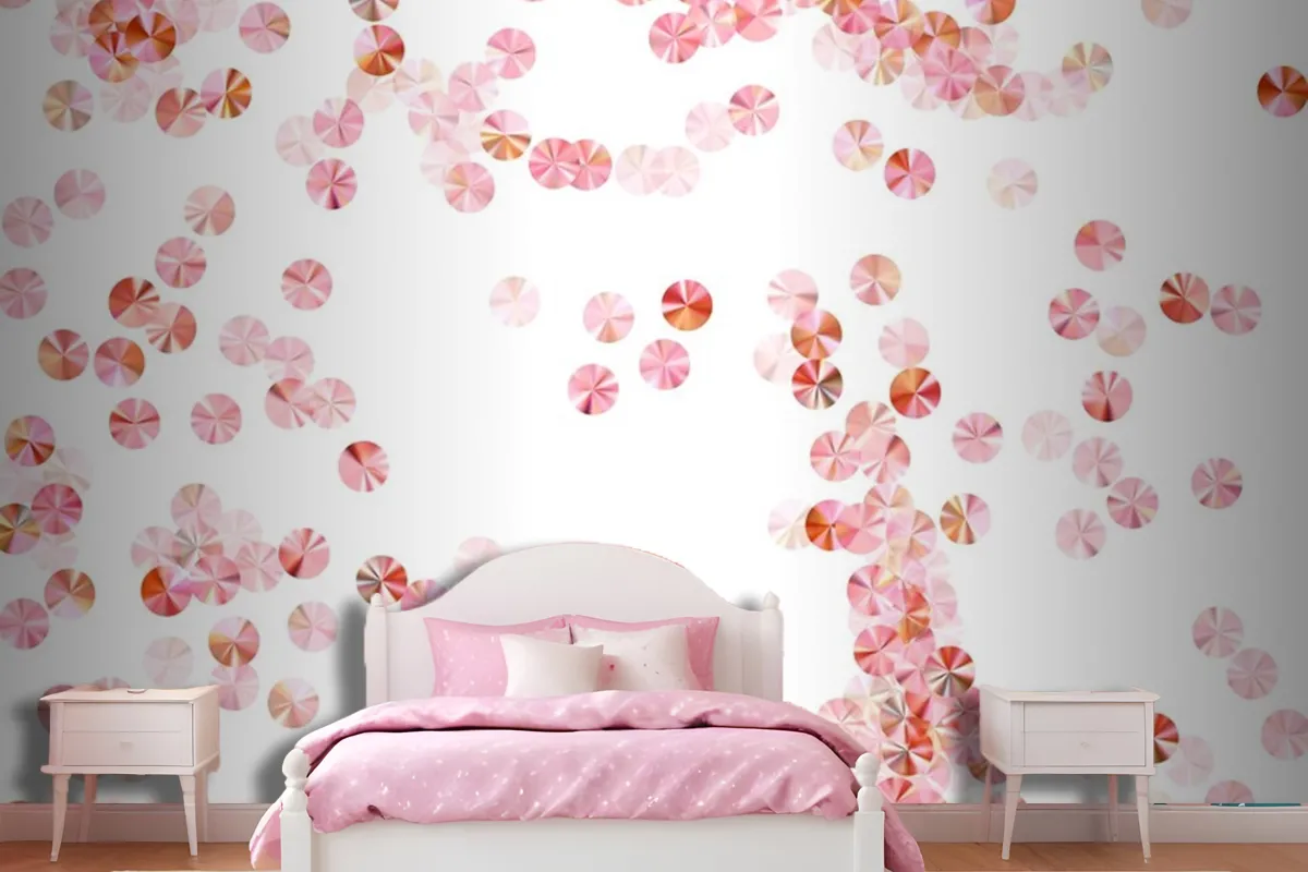 Blush Pink Beads Confetti Scatter Vector Composition Rhythmic Wallpaper Mural