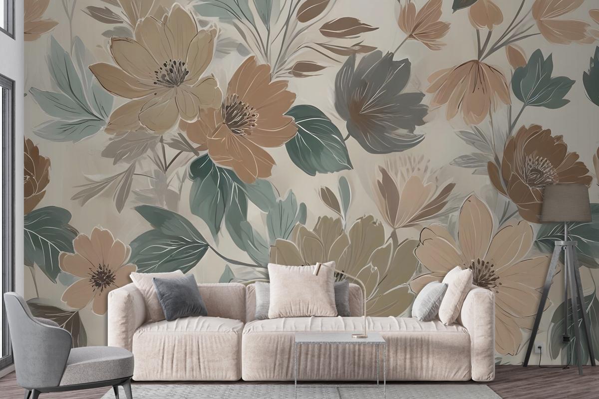 Bohemian Style Anemone Floral Bouquet Wallpaper Mural