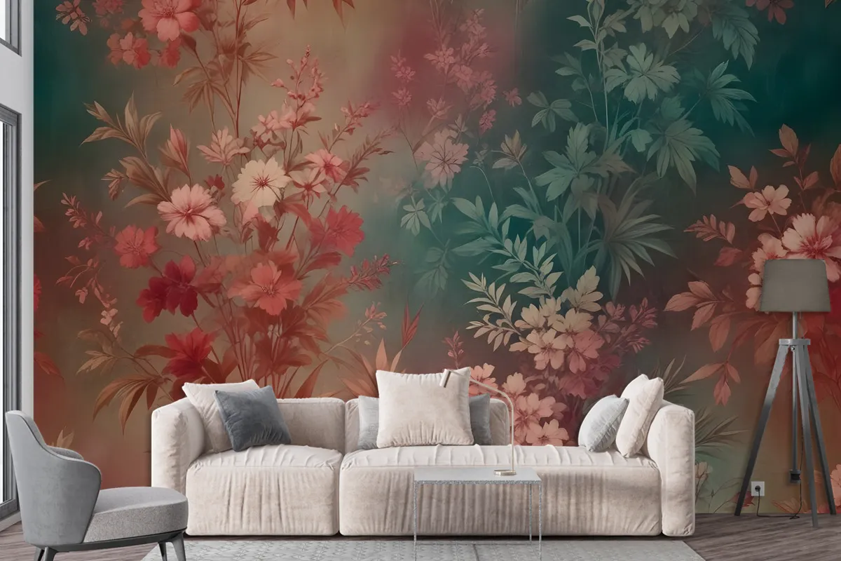 Chinoiserie Vintage Plants Wallpaper Mural