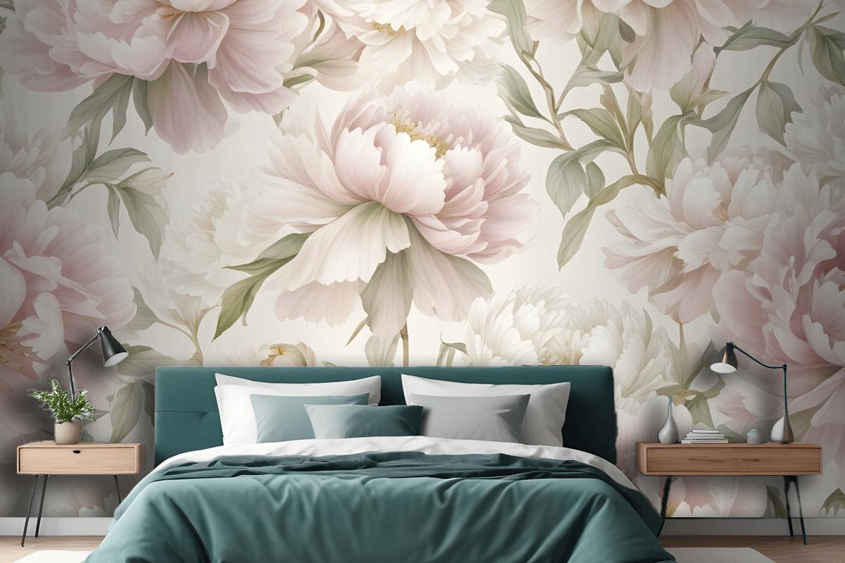 Closeup View Of A Floral Pattern Featuring Large Wallpaper Mural