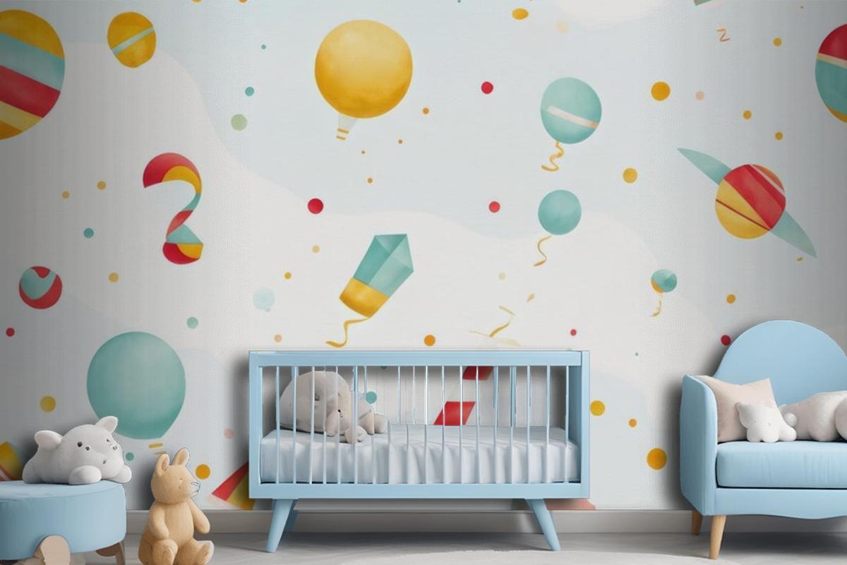 Colorful Balloons With Flags Colorful Balloons With Flags Wallpaper Mural