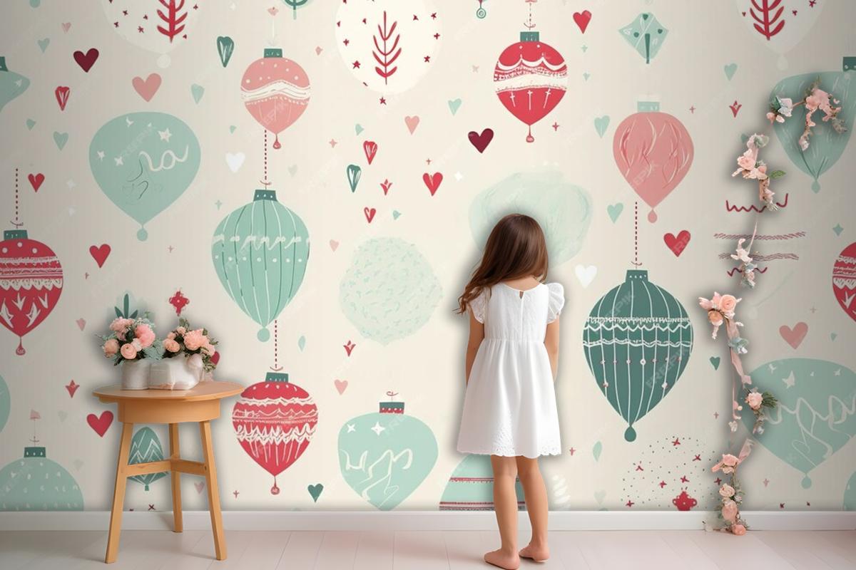 Colorful Christmas Seamless Pattern Wallpaper Mural