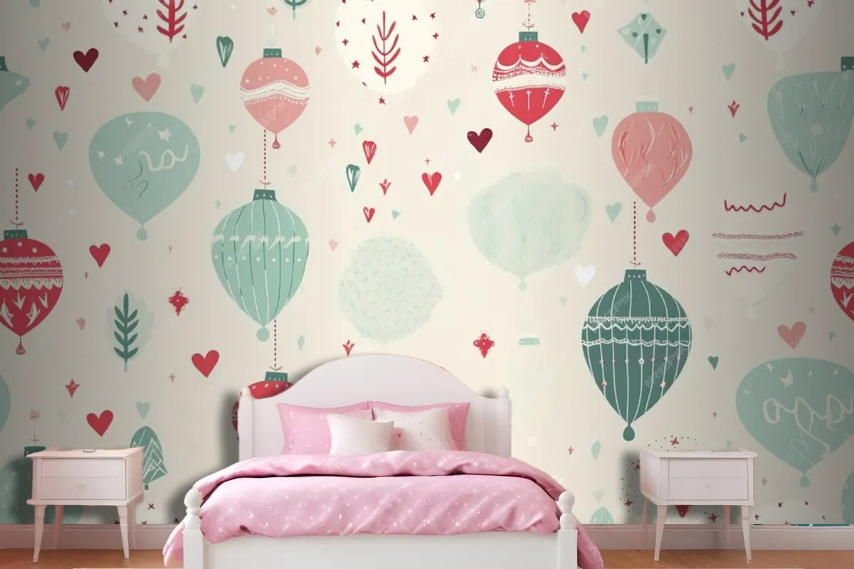 Colorful Christmas Seamless Pattern Wallpaper Mural