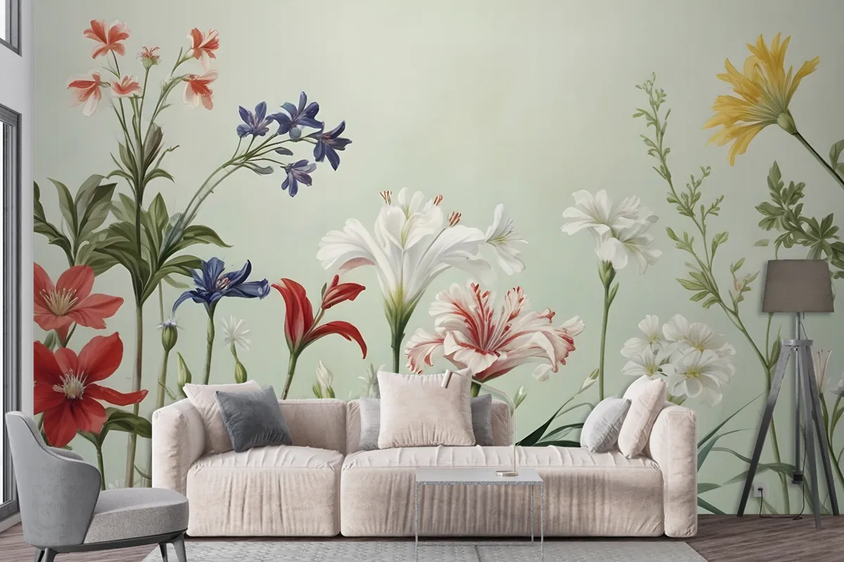 Colorful Plants And Flowers Wallpaper Mural